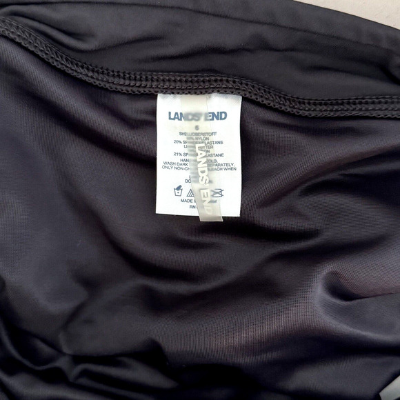 Lands End Swimsuit 6 D Black & White Polka Dot Blouson Tankini Top/Bottoms - Picture 6 of 6